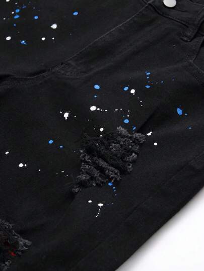 Manfinity EMRG بنطال جينز رجالي بتصميم رقعة بسحاب