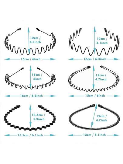 سوار شعر معدني موجي للأطفال 6 قطع