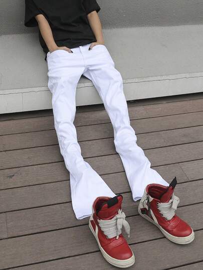 Manfinity Homme جينز رجالي بجيوب مجعدة وتجاعيد