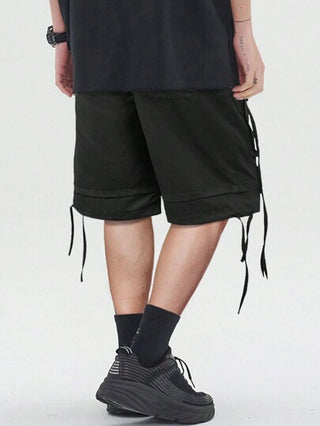 Manfinity EMRG شورت رجالي واسع مع جيوب راجعة وخصر برباط اسود حَريري