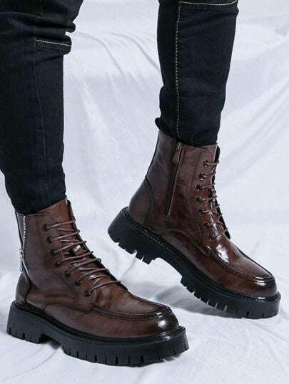 بوت موتوسيكل بسحاب متوسطة الطول مزينة بالأنماط الحفلات، تناسب تمام الجينز، وبأنماط جينز