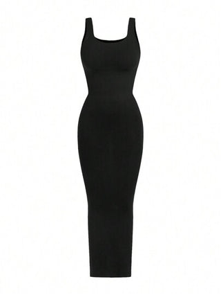Shape فستان Bodycon بدون أكمام ذو لون سادة للسيدات مع فتحة خلفية