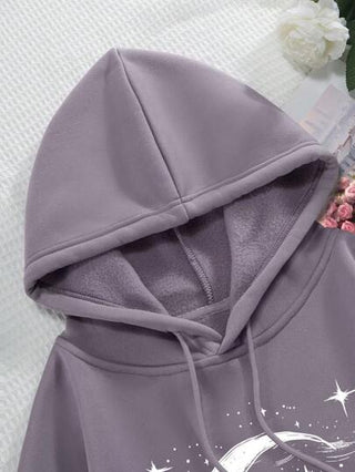 INAWLY قميص هوديي للنساء بطبعة نجوم وأقمار، أكمام طويلة، ملابس رمضان