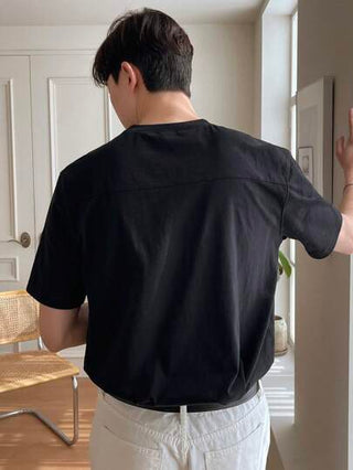 DAZY تي شيرت رجالي بأكمام قصيرة بلون صلب