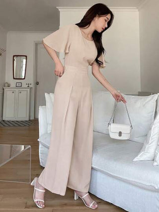 Dazy Designer جمبسوت سيدات قصيرة الأكمام بكشكشة لون أحادي ، جمبسوت سيدات