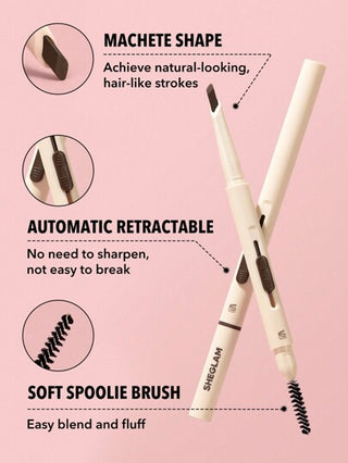 SHEGLAM قلم حواجب Better Brows طويل الأمد-لون بني بني مقاوم للماء، قلم حواجب أوتوماتيكي سهل التلوين، ناعم كالحرير، تشكيل طبيعي، تحديد الخطوط العريضة، ملء مكياج الحواجب عيد الأب التخرج عيد الميلاد العطلة الربيع الصيف Y2K فاخر أزياء مكياج مستحضرات...