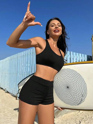 Swim SPRTY مجموعة ملابس السباحة ذات الألوان الصلبة للسيدات لمهرجان الموسيقى