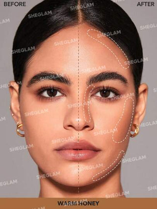 SHEGLAM قلم تحديد الوجه Snatch 'N' Define Stick-Warm Honey Cream Contour Stick يدوم طويلاً، برونزر عالي الصبغة ومقاوم للتعرق، خفيف الوزن وناعم، مكياج تحديد الوجه الطبيعي لحفلات عيد الميلاد و، كونتور وبرونزر عيد الأب التخرج عيد الميلاد العطلة الربيع...