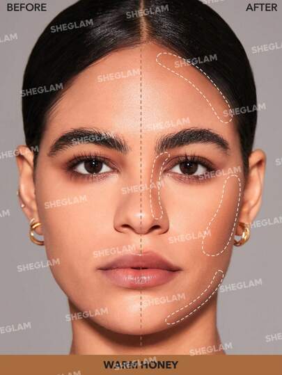 SHEGLAM قلم تحديد الوجه Snatch 'N' Define Stick-Warm Honey Cream Contour Stick يدوم طويلاً، برونزر عالي الصبغة ومقاوم للتعرق، خفيف الوزن وناعم، مكياج تحديد الوجه الطبيعي لحفلات عيد الميلاد و، كونتور وبرونزر عيد الأب التخرج عيد الميلاد العطلة الربيع...