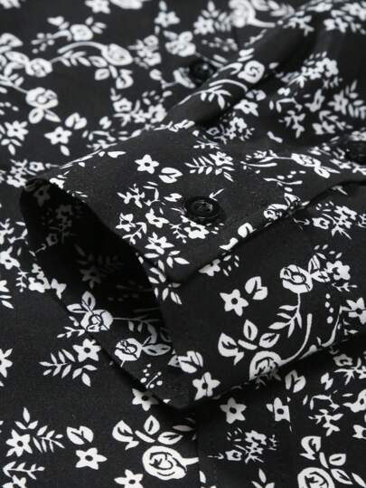 Manfinity Homme قميص رجالي بأكمام طويلة مطبوع برسومات مضحكة وياقة وأزرار أمامية، مناسب للأب والابن، للخروج، أبي