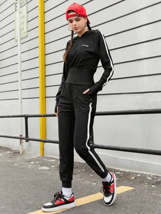 SHEIN Sports بدلة رياضية نسائية للجري بثقب إبهام وجانب متباين