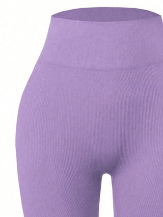 SHEIN Sport Studio طقم حريري مكون من كروب لون سادة بظهر ملفوف وتايتس للياقة البدنية، ملابس تمرين، طقم ملابس تمرين للنساء، طقم تايتس للنساء