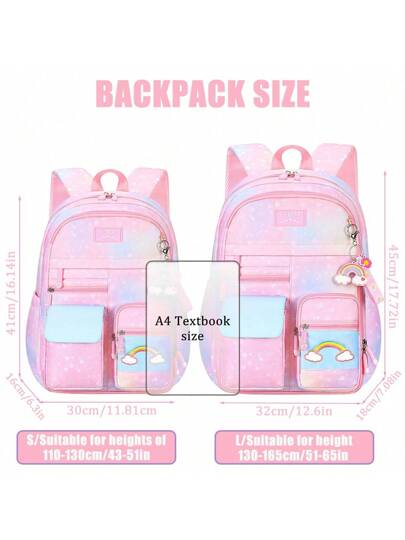 حقيبة ظهر مدرسية أنيقة خفيفة الوزن و بسعة كبيرة مصنوعة من النايلون مع جيوب متعددة للبنات والأولاد والسفر العادي والمدرسة والتخييم