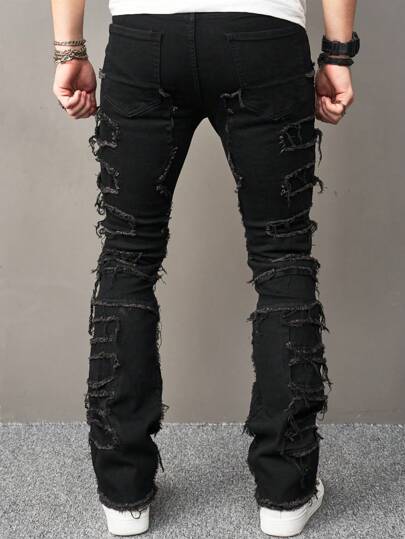 Manfinity EMRG جينز مهدب متوسط الخصر للرجال