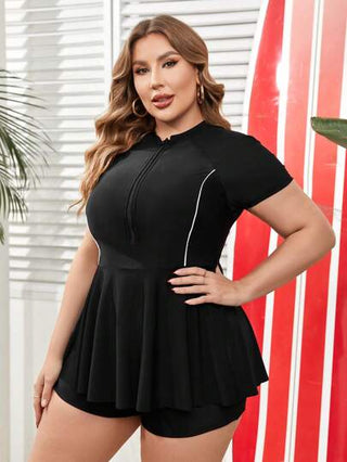 طقم تانكيني حريمي Swim SPRTY بيكيني الحجم الكبير للنساء مع طوق وأكمام منتفخة، مجموعة تانكيني للخروج إلى الشاطئ ملابس السباحة الصيفية للتصفح