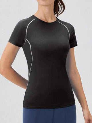 تي شيرت ضاغط من القطن المرن سريع الجفاف للجري، اليوغا، التمارين الرياضية تي شيرت أساسي