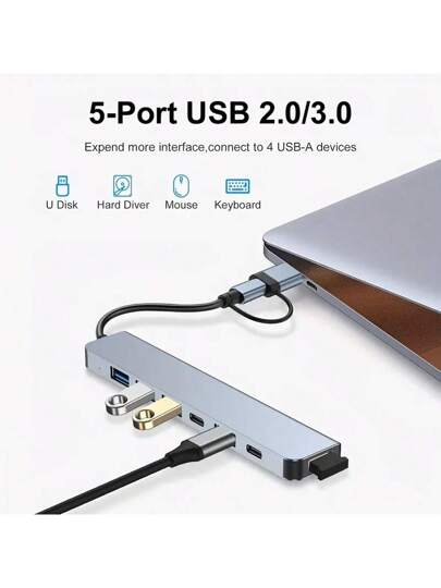 محور Usb 3.0 مع قارئ بطاقات ومحول Rj45 Ethernet وتوصيل الطاقة 87 وات لملحقات Macbook. اتصال متعدد الوظائف: قم بتوصيل أجهزة متعددة بجهاز Macbook أو الكمبيوتر الخاص بك باستخدام منفذ Usb 3.0 عالي السرعة، ومنفذ Rj45 Ethernet، وc Hub. شحن سريع: يتيح لك منفذ ال