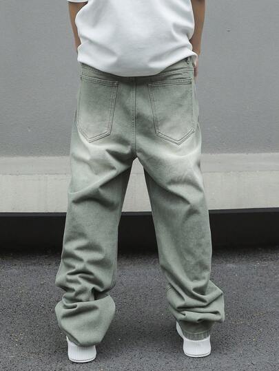 Manfinity EMRG بناطيل جينز ممزقة للرجال مع جيب، بناطيل جينز بسيطة ممزقة طويلة فضفاضة، هدايا للأصدقاء والأزواج