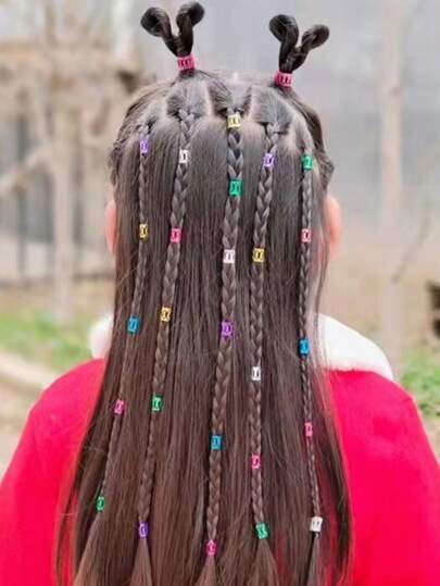 100 حلقات من الألمنيوم لتجعيد الشعر للأطفال ،حلقات ملونة متعددة الألوان لتصفيف الشعر، زينة للشعر لنشاطات الحفلات