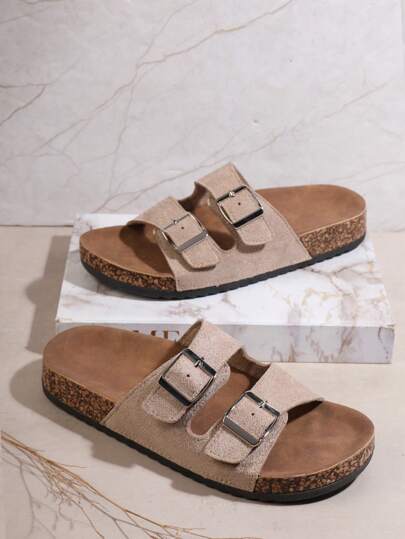 SHUZIA صندل نسائي مسطّح وبسيط للصيف مع إبزيم