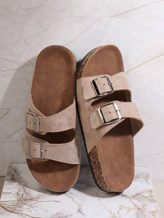 SHUZIA صندل نسائي مسطّح وبسيط للصيف مع إبزيم