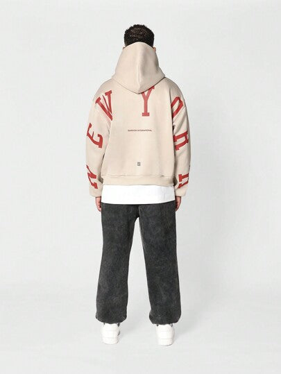 SUMWON هودي بطباعة الرسومات الجرافيكية ل-نيويورك على الظهر