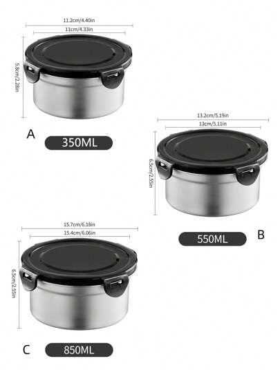قطعة واحدة فولاذ غير قابل للصدأ حاوية طعام , صندوق تخزين للمطبخ , خارجي حاوية محكمة الإغلاق