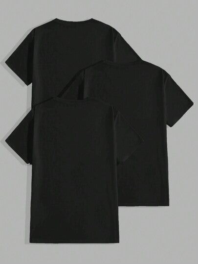 Manfinity VCAY 3 قطعة من القمصان القطنية الكاجوال ذات الرقبة الدائرية والأكمام القصيرة للرجال