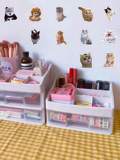 ملصقات القطط المضحكة المقاومة للماء 60 قطعة في العبوة لتزيين زجاجات الماء والمفكرات وأجهزة الكمبيوتر المحمولة والمكاتب والجيتار والخوذات والمزيد. مثالي كهدايا عيد الميلاد ويوم الطفل وعيد الفصح.