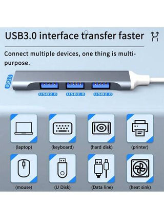 محور USB نوع C 3.0 مع 4 منافذ من ENVISAOC ، محول متعدد متوافق مع Pro 13 15 Air M1 Pro وأجهزة الكمبيوتر الشخصية، ملحقات الهواتف OTG USB 2.0