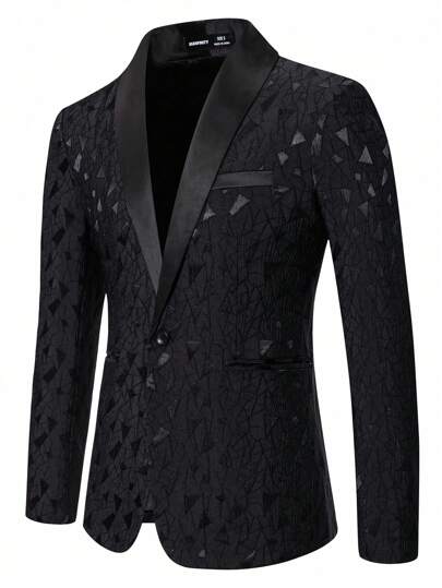 Manfinity AFTRDRK سترة رجالية بطية ياقة شال وطبعة هندسية وأكمام طويلة