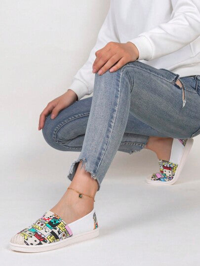 أحذية بدون أربطة و أقمشة قماشية رياضية للنساء للألبسة العادية، أحذية مسطحة مريحة و خفيفة الوزن