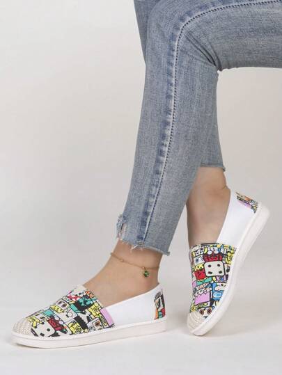 أحذية بدون أربطة و أقمشة قماشية رياضية للنساء للألبسة العادية، أحذية مسطحة مريحة و خفيفة الوزن