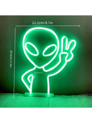 قطعة واحدة ضوء ديكوري بصمة اليد الفضائية الفلورية الخضراء LED، بمقاس 11.3 * 8.7 * 0.7 بوصة، 28.8 * 22.2 * 1.8 سم، يعمل بالبطارية أو USB، ديكور للمكتب أو الحائط، مناسب لغرفة فتاة، الغرفة، البار، الحديقة، حفلة عيد الميلاد، عيد الحب، عيد الأم، ديكور المنزل و