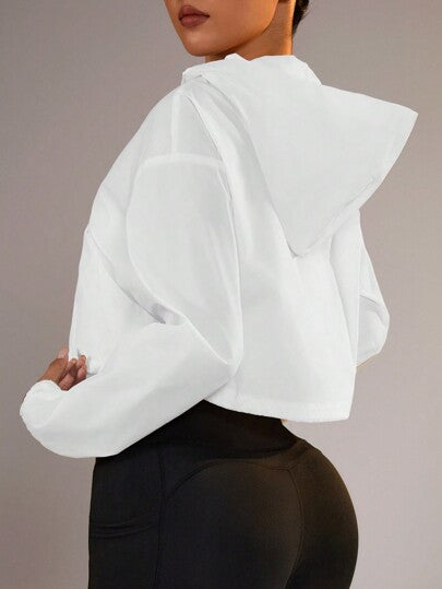 Sport Studio جاكيت خفيف بسحاب وكاب ، حماية من الشمس وأربطة قابلة للتعديل على الحاشية