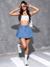 EZwear تنورة جينز بخصر مجسم للنساء