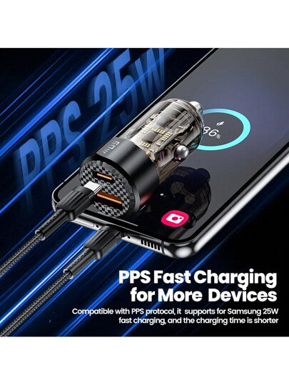 شاحن سيارة Toocki 60 واط، شحن سريع Pps Qc3.0 Pd3.0 Type-c محمول شاحن هاتف Usb