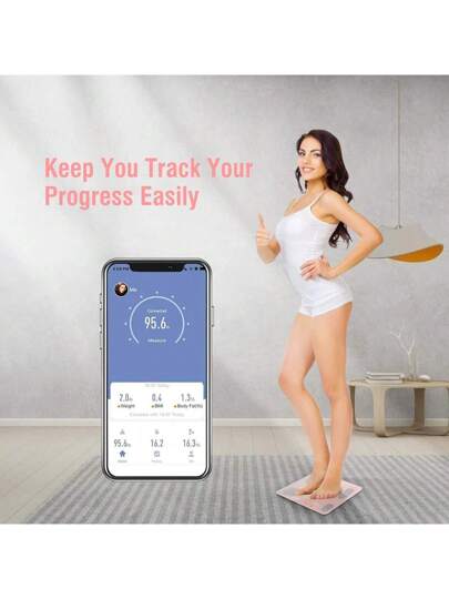مقياس الدهون الذكي المتصل بالتطبيق 180كجم للاستخدام المنزلي - يقيس بدقة نسبة الدهون في الجسم وغيرها أثناء التمارين أو الأنشطة اللياقة البدنية، اكسسوارات الجيم
