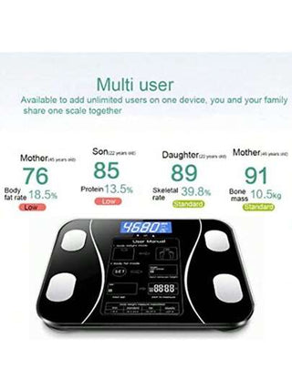 مقياس الدهون الذكي المتصل بالتطبيق 180كجم للاستخدام المنزلي - يقيس بدقة نسبة الدهون في الجسم وغيرها أثناء التمارين أو الأنشطة اللياقة البدنية، اكسسوارات الجيم