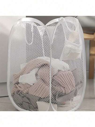 حلة مهملات قابلة للطي بسعة كبيرة مع مقابض - سلة غسيل شبكية للملابس القذرة