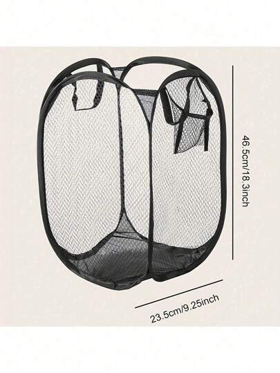 حلة مهملات قابلة للطي بسعة كبيرة مع مقابض - سلة غسيل شبكية للملابس القذرة