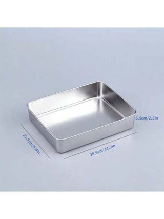 Han Xiao صينية خبز مستطيلة من الفولاذ المقاوم للصدأ, صينية عميقة لتيراميسو, للخبز, الحلويات, الكيك, قطعة للمطبخ, صينية خبز معدنية, معدات المطبخ, طبق عميق, مطبخ, هدية عيد الميلاد