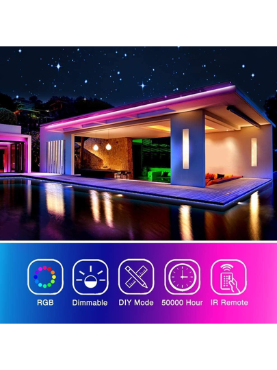 NBBUFF أشرطة إضاءة LED بطول 100 قدم / 3.28 قدم للغرفة، مع جهاز تحكم عن بعد ب- 44 مفتاح ومقبس USB، يمكن ضبط اللون والسطوع، سهلة التركيب للغرفة والمنزل والمطبخ والصالة واحتفالات الأعياد والديكور لحفلات الزفاف وعيد الميلاد