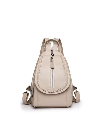 حقيبة ظهر قماشية بلون الجلد الصناعي الموضة مع طبقات متعددة وخيارات حمل، حقيبة مدرسية، محمولة، بها جيب للابتوب، سعة كبيرة، مناسبة للفتيات المراهقات والنساء الطالبات الجامعيات وطالبات المدارس الإعدادية والثانوية والمتوسطة، الخارجية، السفر، الرحلات، الابتدائ