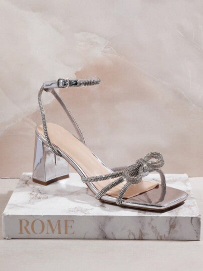 SHUZIA صنادل ذات كعب عالي مرصعة بالراينستون للنساء، تجربة عطلة عيد الميلاد والشتاء، تناسب فصلي الخريف والشتاء