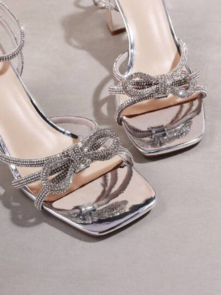 SHUZIA صنادل ذات كعب عالي مرصعة بالراينستون للنساء، تجربة عطلة عيد الميلاد والشتاء، تناسب فصلي الخريف والشتاء