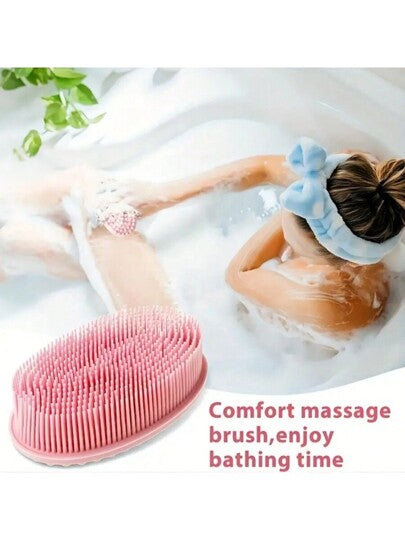 قطعة واحدة من فرشاة التنظيف السيليكون للحمام، فرشاة استحمام شامبو سيليكون، فرشاة استحمام للبالغين ذات وجهين للتدليك والتنظيف، أدوات تنظيف الحمام، حقيبة، منظم، تخزين، مشابك الشعر