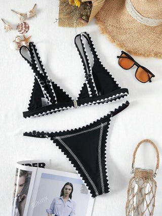 Bikinx ملابس سباحة بيكيني ثونغ مثلث غرز سوط