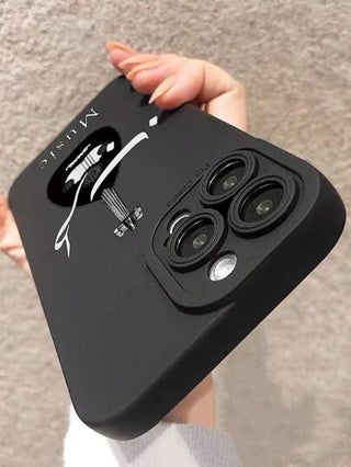 غطاء هاتف ناعم وخافت الحواف مضاد للسقوط مزين بمشهد فني موسيقي، متوافق مع أجهزة أيفون وسامسونج وشاومي وريدمي