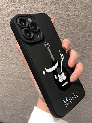 غطاء هاتف ناعم وخافت الحواف مضاد للسقوط مزين بمشهد فني موسيقي، متوافق مع أجهزة أيفون وسامسونج وشاومي وريدمي